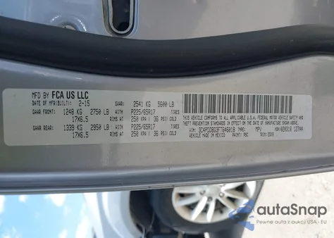 2015 Dodge Journey Sxt из США, поврежденный, VIN 3C4PDDBG3FT646018